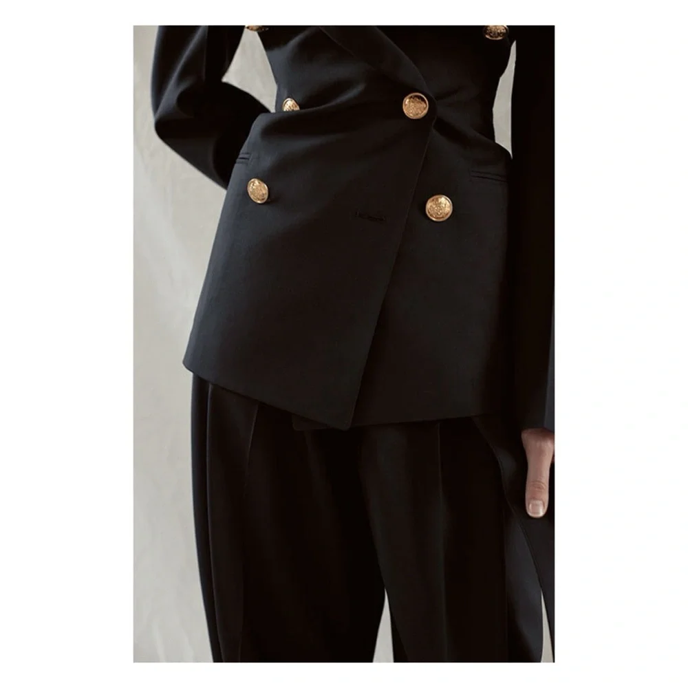 CÉLINE BLACK WOOL & CASHMERE JACKET & PANT SUIT SIZE 38 PHOEBE PHILO - Picture 2 of 16